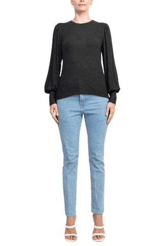 Catherine Malandrino Crew Neck Long Sleeve Elastic Cuff’s Solid Knit Top - Glamourous Grace