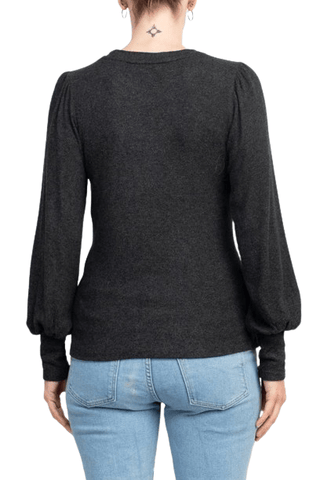 Catherine Malandrino Crew Neck Long Sleeve Elastic Cuff’s Solid Knit Top - Glamourous Grace