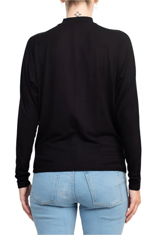 Catherine Malandrino High Neck Keyhole Front Long Sleeve Solid Knit Top - Glamourous Grace