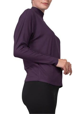 Catherine Malandrino High Neck Keyhole Front Long Sleeve Solid Knit Top - Glamourous Grace