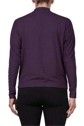 Catherine Malandrino High Neck Keyhole Front Long Sleeve Solid Knit Top - Glamourous Grace