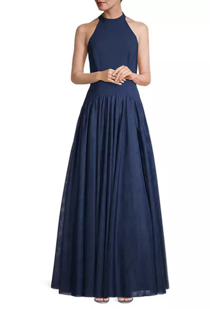 Aidan Mattox Halter Neckline Sleeveless Drop Waist Ball Gown