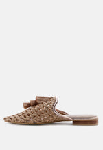 Melanie Woven Flat Mules With Tassels