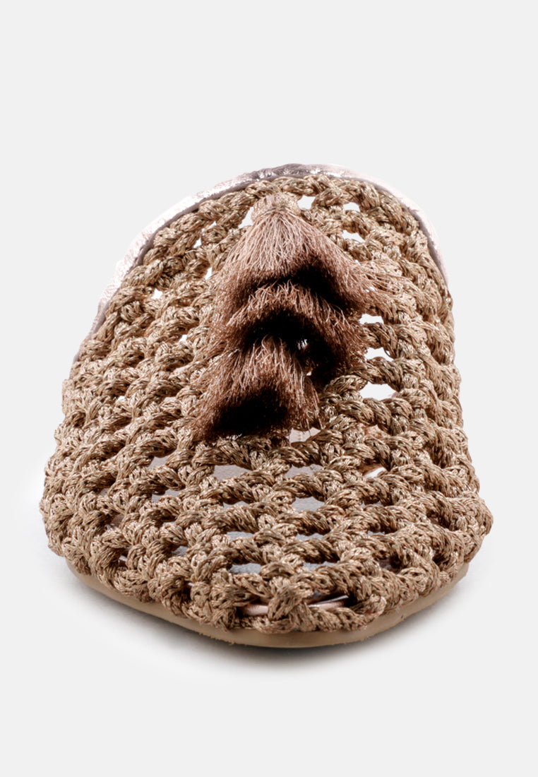 Melanie Woven Flat Mules With Tassels