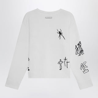 Embroidery Crop Knit Round Neck White - By Baano