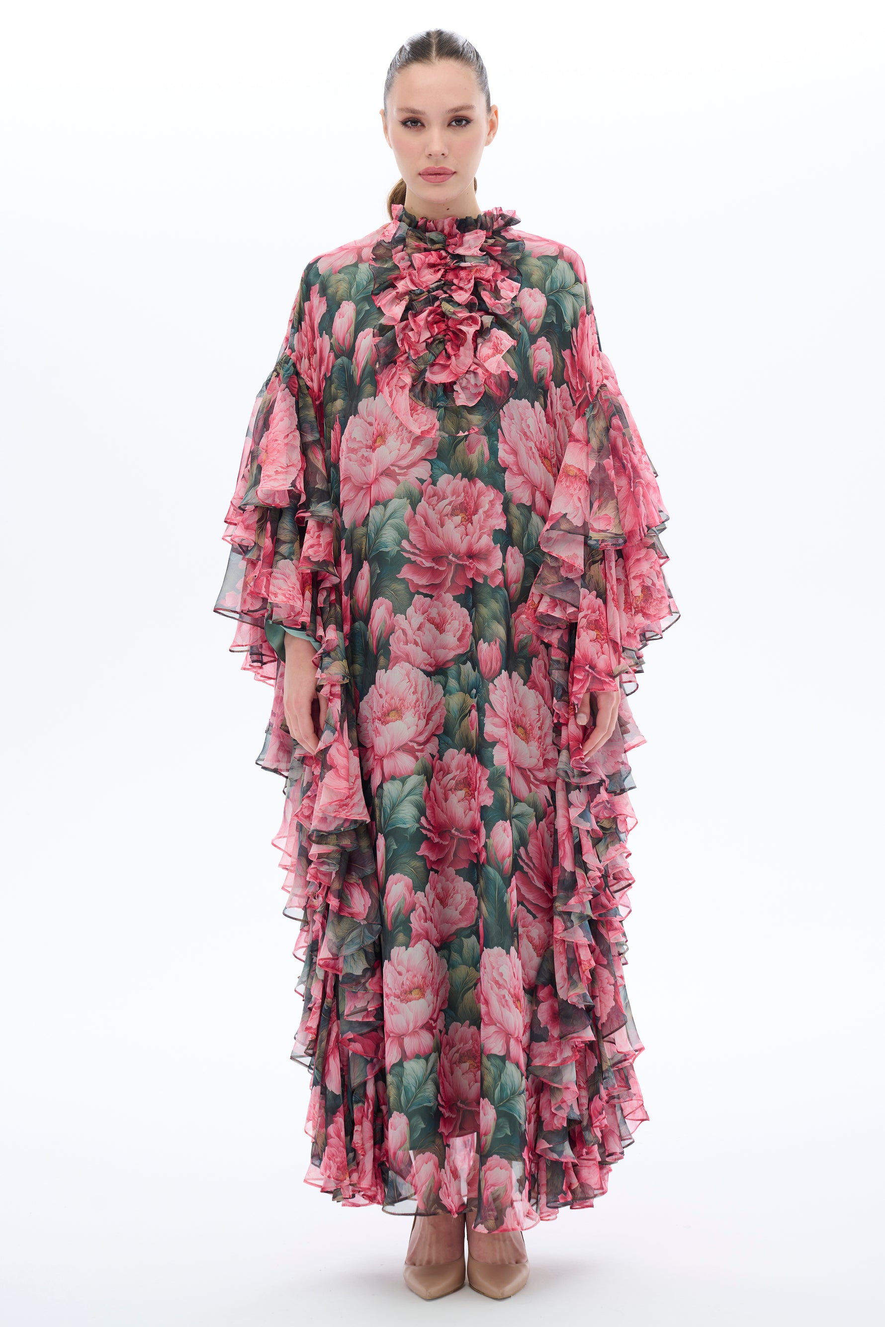 Caftan Dress with Floral Details - By Baano