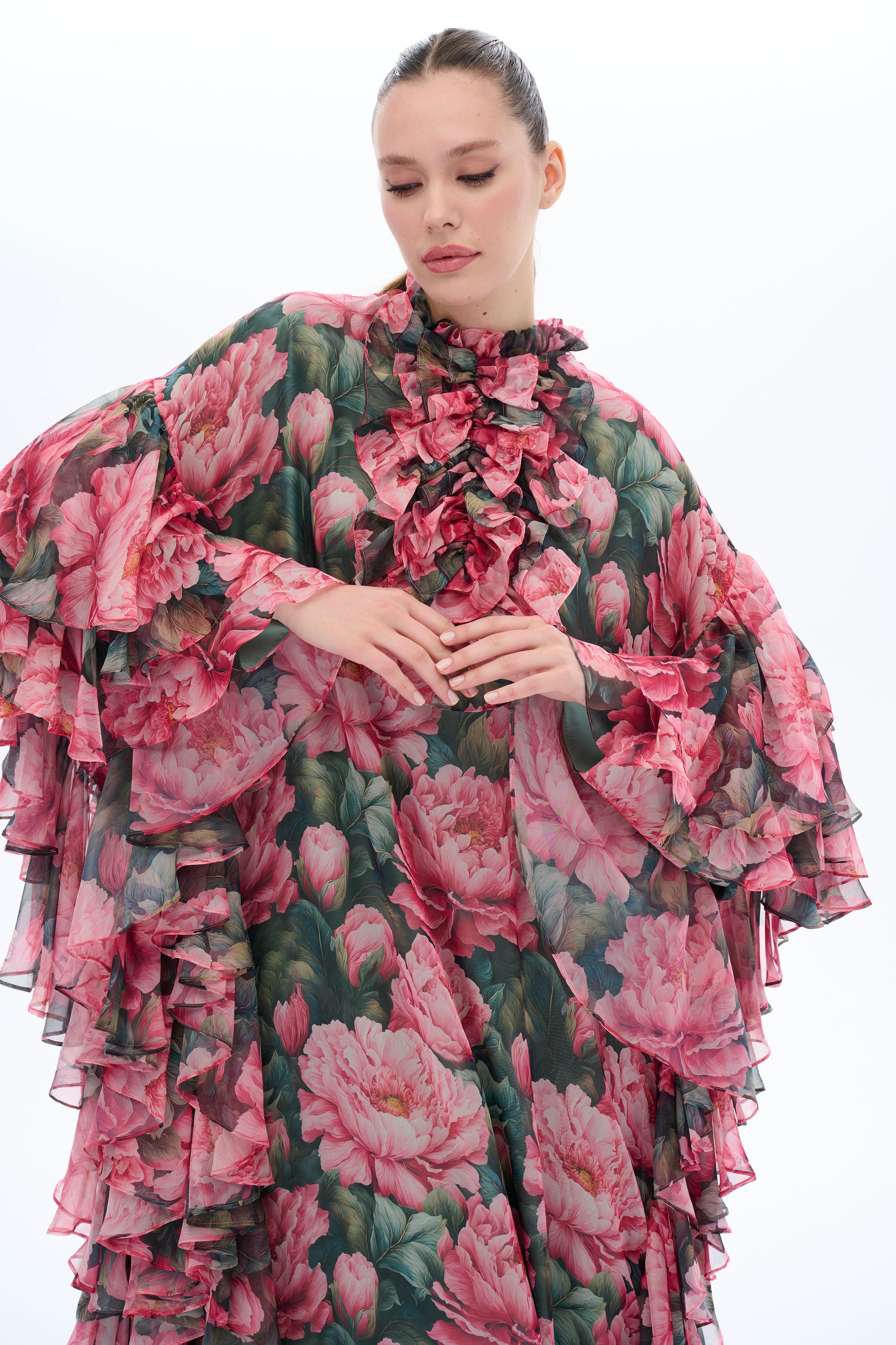 Caftan Dress with Floral Details - By Baano
