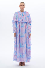 Caftan Style Long Maxi Dress With Half Cloak - By Baano