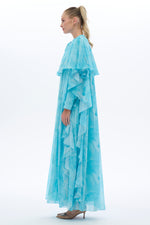 Caftan Style Long Maxi Dress With Half Cloak - By Baano