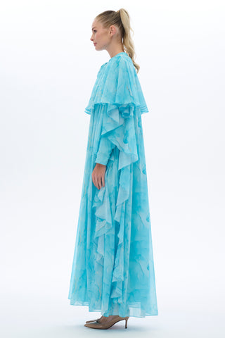 Caftan Style Long Maxi Dress With Half Cloak - By Baano