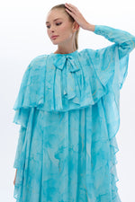 Caftan Style Long Maxi Dress With Half Cloak - By Baano