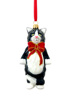 Mishka Tuxedo Cat Glass Ornament