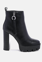 High Heeled Leather Ankle Boot