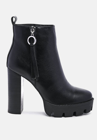 High Heeled Leather Ankle Boot