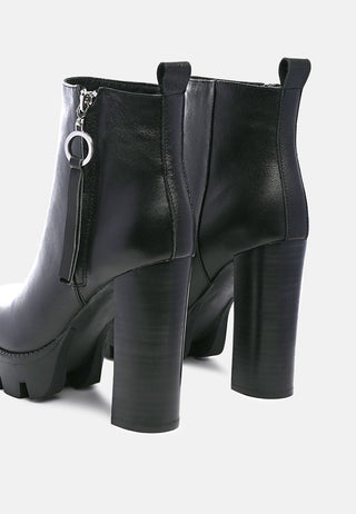 High Heeled Leather Ankle Boot