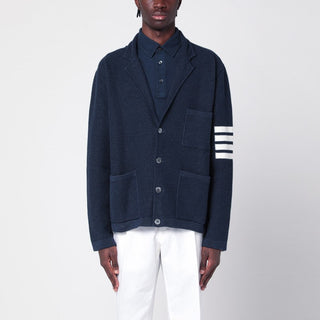 Blue Linen Blend Cardigan - By Baano