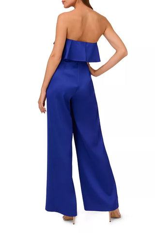 Liv Foster Strapless Ruffle Satin Jumpsuit - Glamourous Grace