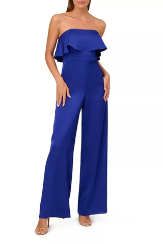 Liv Foster Strapless Ruffle Satin Jumpsuit - Glamourous Grace