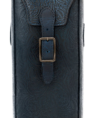 Tooled Leather Two Bottle Wine Carrier