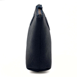 Tooled Leather Large Zippered Pouch - By Baano