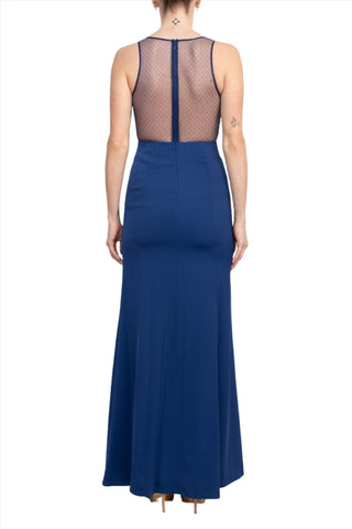 Aidan by Aidan Mattox V-Neck Sleeveless Zipper Back Illusion Floral Embroidered Tafetta Dress - By Baano
