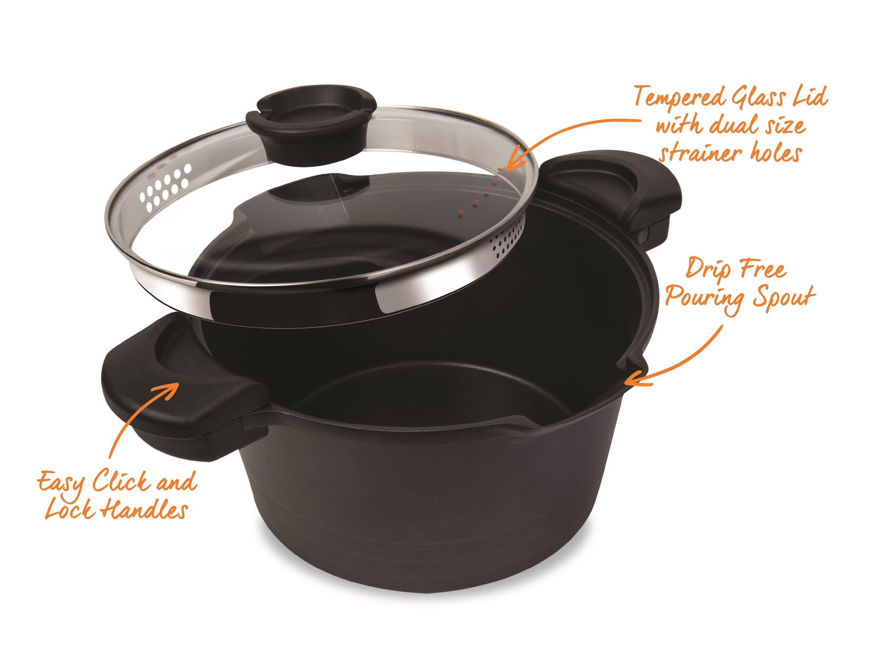 MASTERPAN Nonstick Stock & Pasta Pot With Glass Lid Strainer, 5 QT., 9