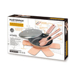 MASTERPAN Ceramic Nonstick Stovetop Oven Frypan & Skillet & Stainless Steel Lid Set, Clay Color 9.5"(24cm)