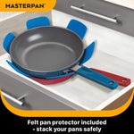 MASTERPAN Ceramic Nonstick Stovetop Oven Frypan & Skillet & Stainless Steel Lid Set, Azure Color 9.5"(24cm)