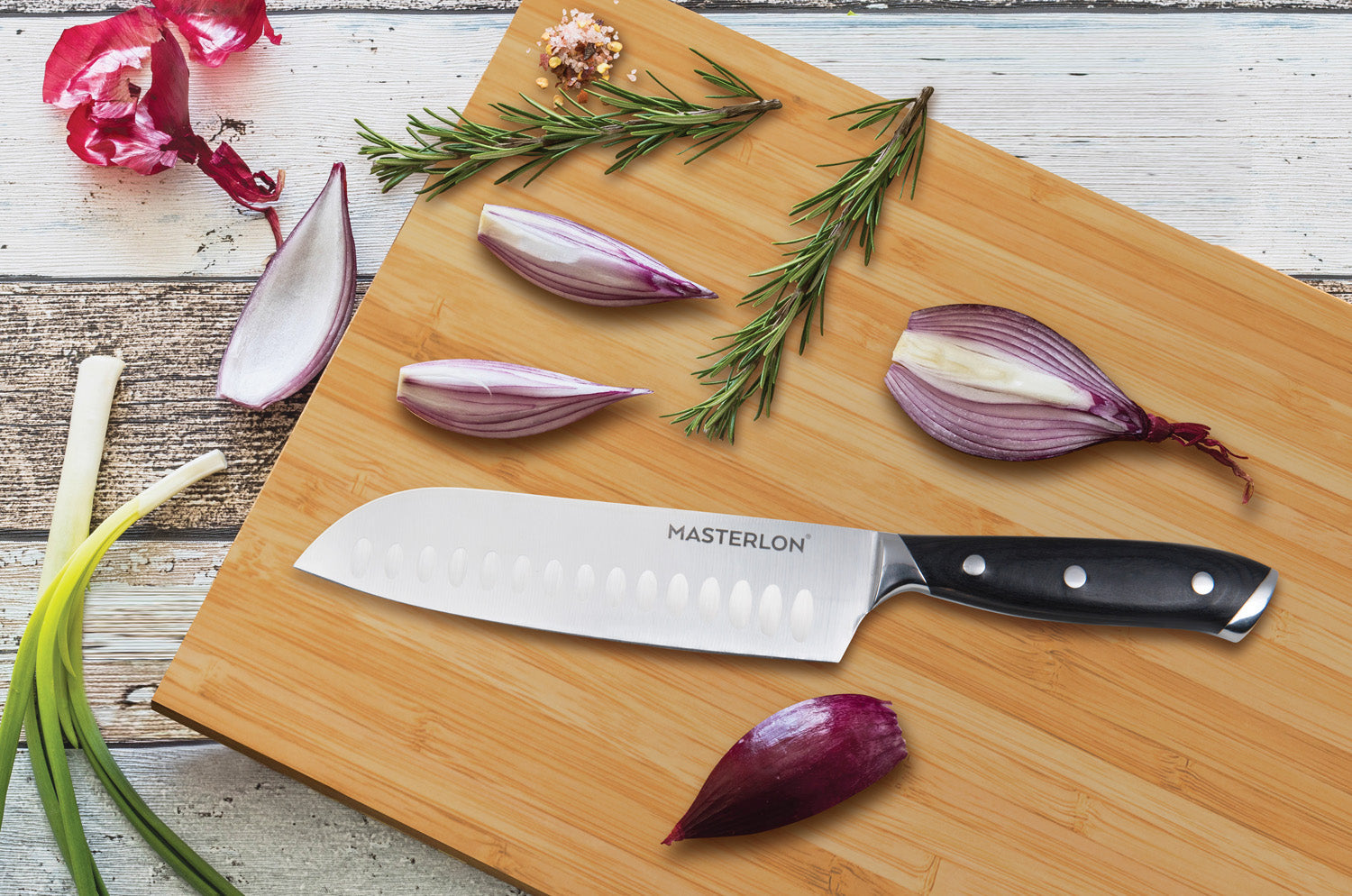 MASTERPAN Santoku Knife With Stainless Steel blade & Cover, 7