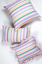 Maxine Ruffle Rainbow Stripe Pillow
