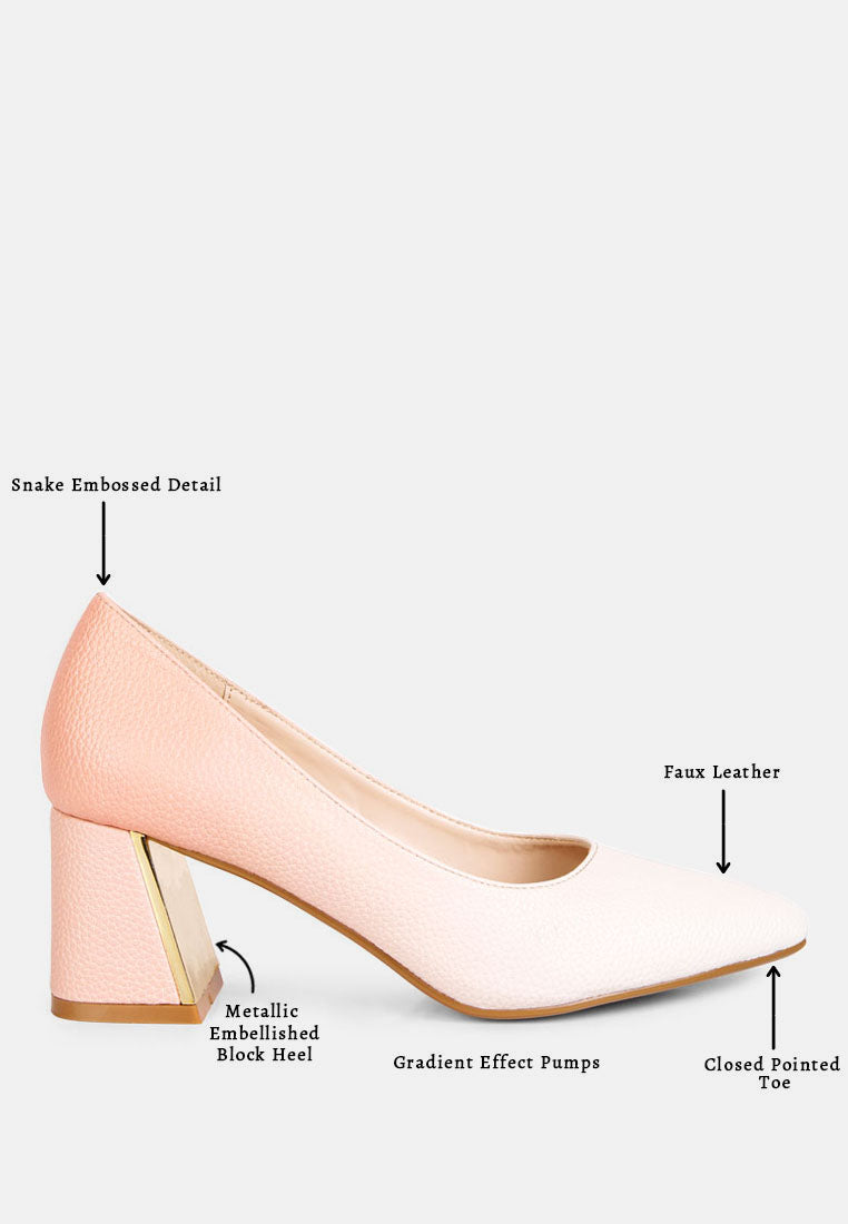 Harlow Metallic Accent Block Heel Pumps London Rag International