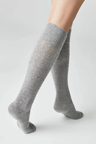 Cotton Knee Highs Conte Classic 010 - Cotton Blend and Knitted Pattern - By Baano