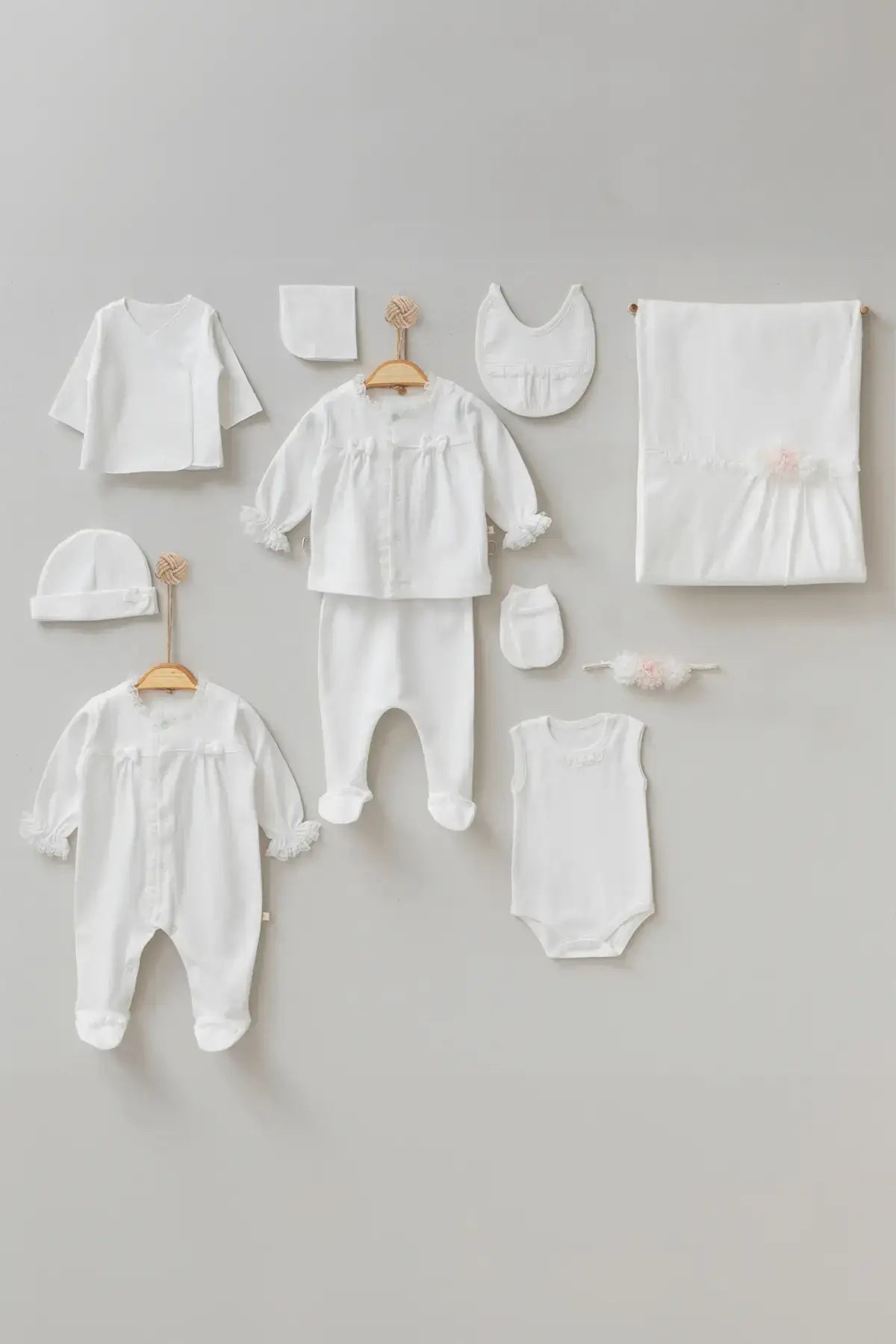 Mila White Newborn Coming Home Set (11 Pcs) - By Baano
