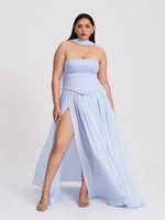 Qianna Baby Blue Peplum Drop Waist Chiffon Gown Miss Circle