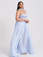 Qianna Baby Blue Peplum Drop Waist Chiffon Gown Miss Circle