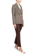 Nanette Lepore Notched Collar Long Sleeve Houndstooth Woven Jacket with Mid Waist Straight Ponte Pants - Glamourous Grace