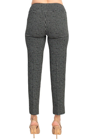 Zac & Rachel Black White Irregular Mini Square Print Fitted Pants - Glamourous Grace