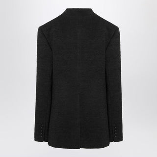 Black Single-breasted Bouclé Jacket - By Baano