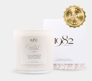 Opulent Oasis (15oz Double Wick) - Notes: Atlas Cedarwood, Sicilian Lemons & Peony Blossoms - By Baano