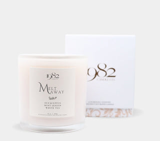 Melt Away (15oz Double Wick) - Notes: Eucalyptus, Fresh Mint, White Tea Leaves & Jasmine Blossoms - By Baano