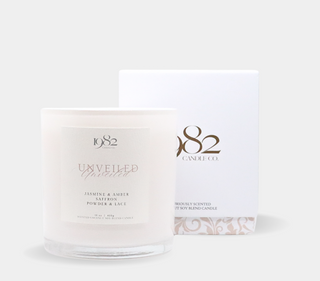 Unveiled (15oz Double Wick) - Notes: Jasmine, Saffron, Amber, Powder & Lace - By Baano