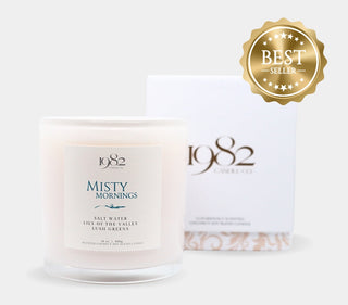 Misty Mornings (15oz Double Wick) - Notes: Salt Water, Morning Dew, Lily of the Valley & Lush Greens - By Baano