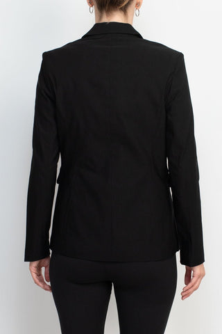 Zac & Rachel notched collar long sleeve one button closure scuba crepe blazer - By Baano