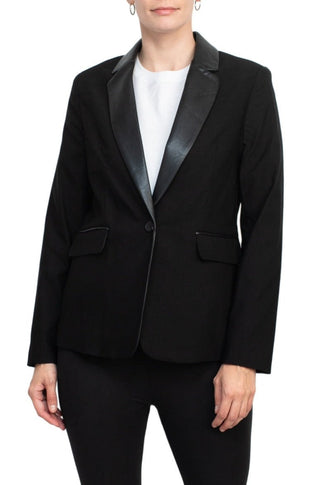 Zac & Rachel notched collar long sleeve one button closure stretch crepe blazer - By Baano