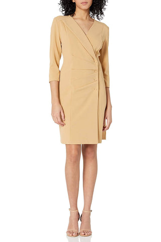 Nanette Lepore V-Neck 3/4 Sleeve Trench Solid Stretch Crepe Dress - By Baano