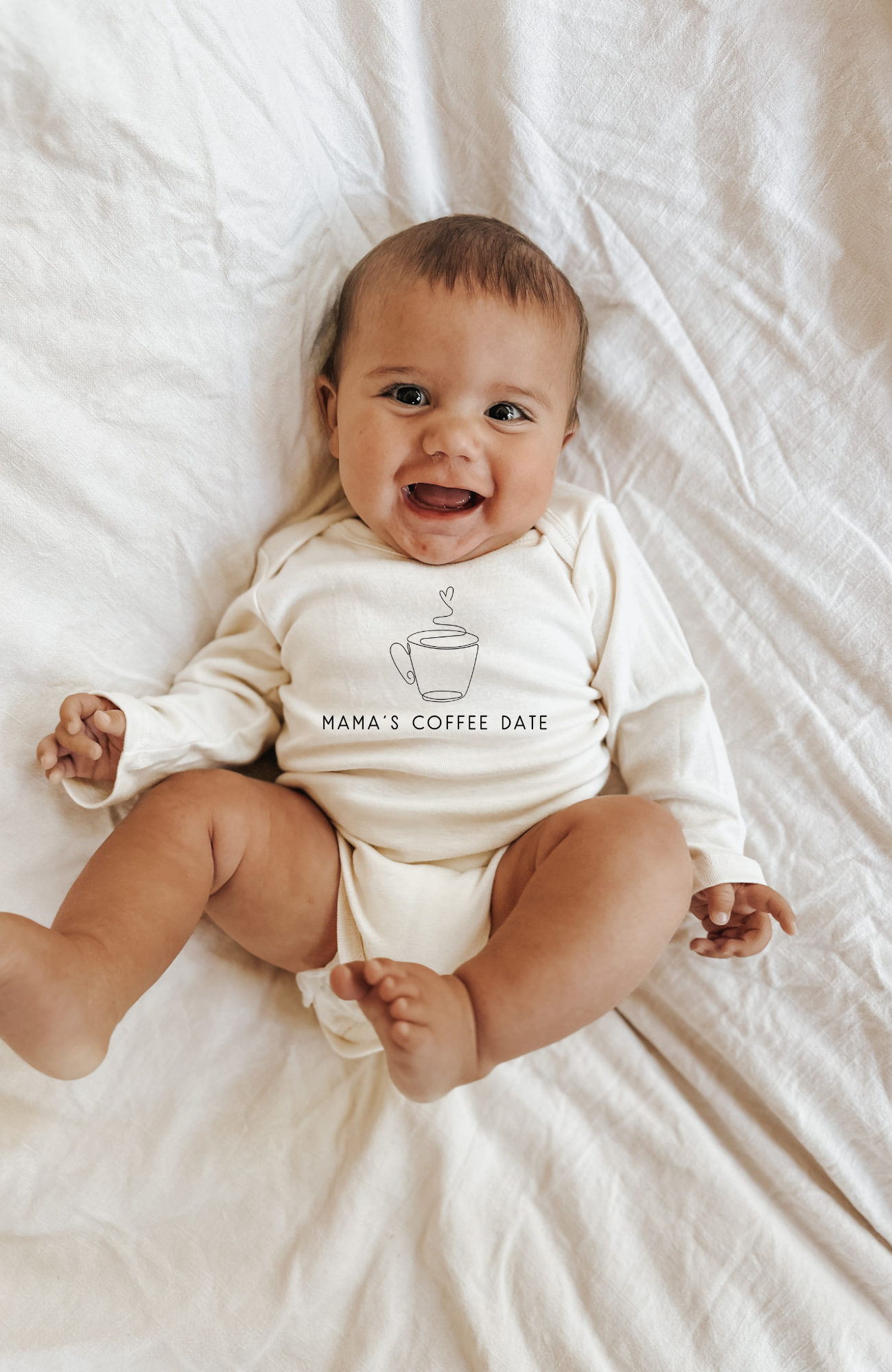 Mama's Coffee Date Organic Bodysuit Long Sleeve - By Baano