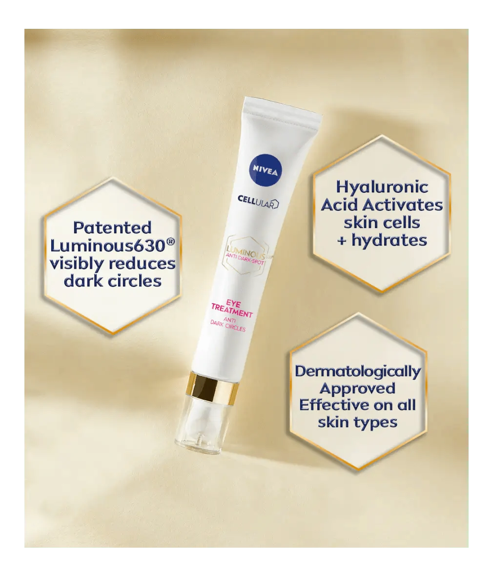 Nivea Cellular Luminous 630 Anti-Dark Circle SPF50 Eye Cream  15ml / 0.5 fl.oz - 3 Pack - By Baano
