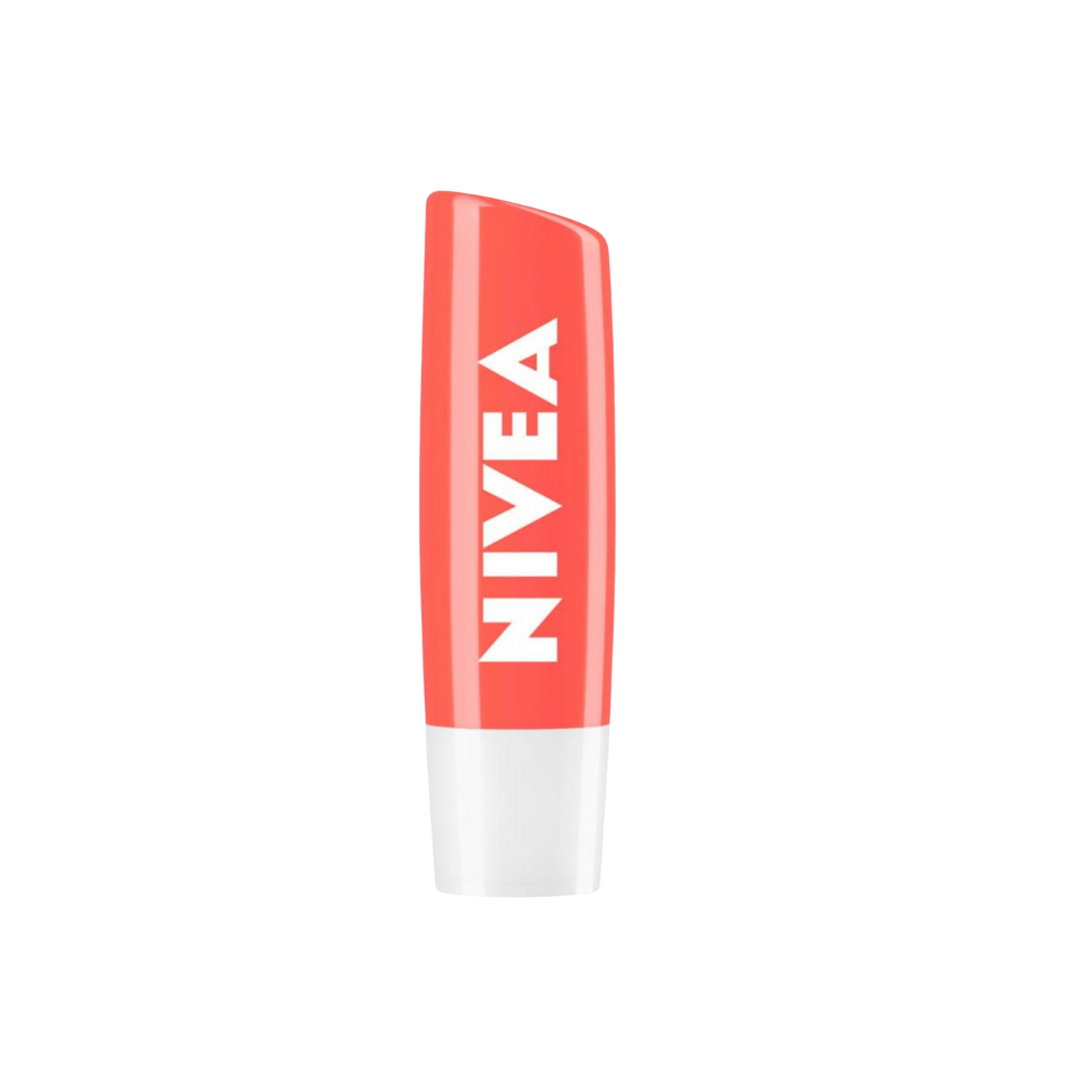 Nivea Peach Flavored Lip Balm and Gloss 24 Hour Moisturizing, Nourishing 4.8 gr - By Baano
