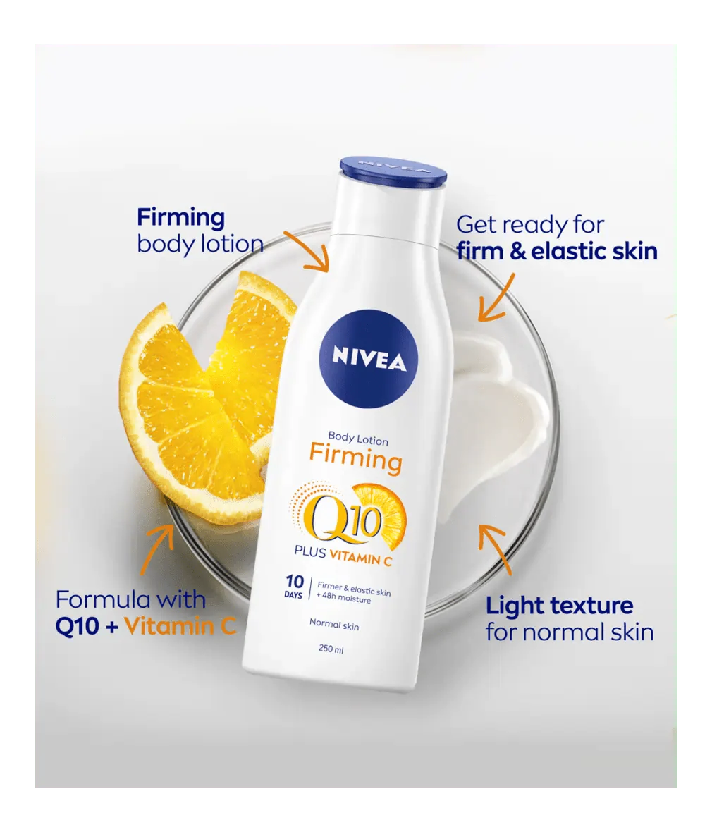 Nivea Q10 + Vitamin C Firming Body Lotion for Normal Skin 400ml / 13.5 fl oz Chivela