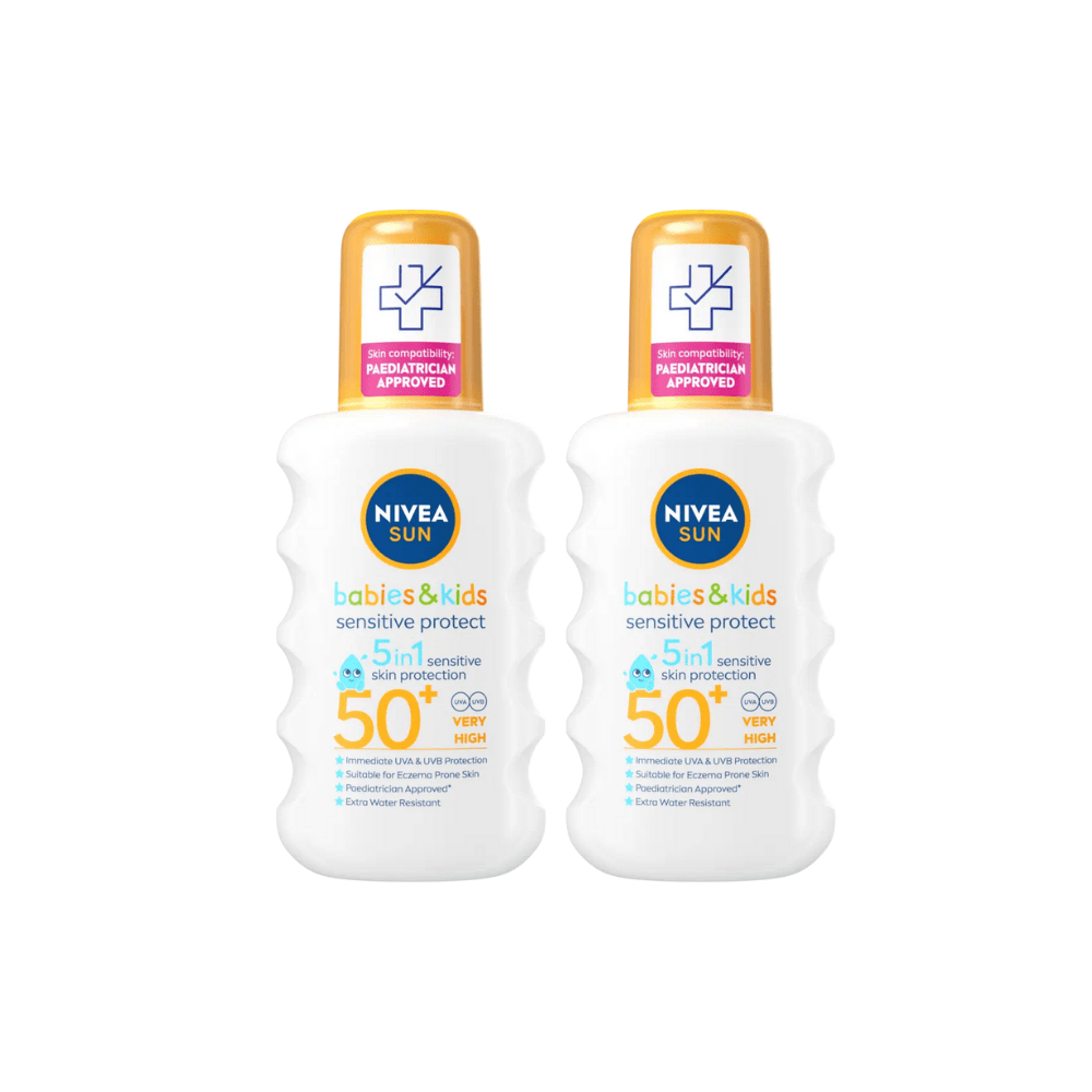 Nivea Sun Kids Sensitive Protect SPF 50+ Sun Lotion Spray 200ml / 6.8 fl.oz - 2 Pack Chivela